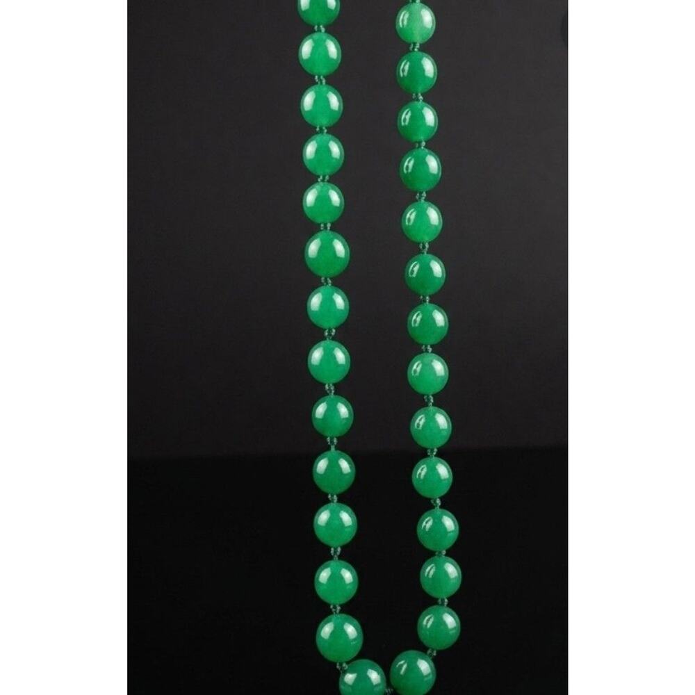 VINTAGE JUMBO CHRYSOPRASE GRADUATED BEAD NECKLACE 22” 14.4mm - Picture 2 of 6